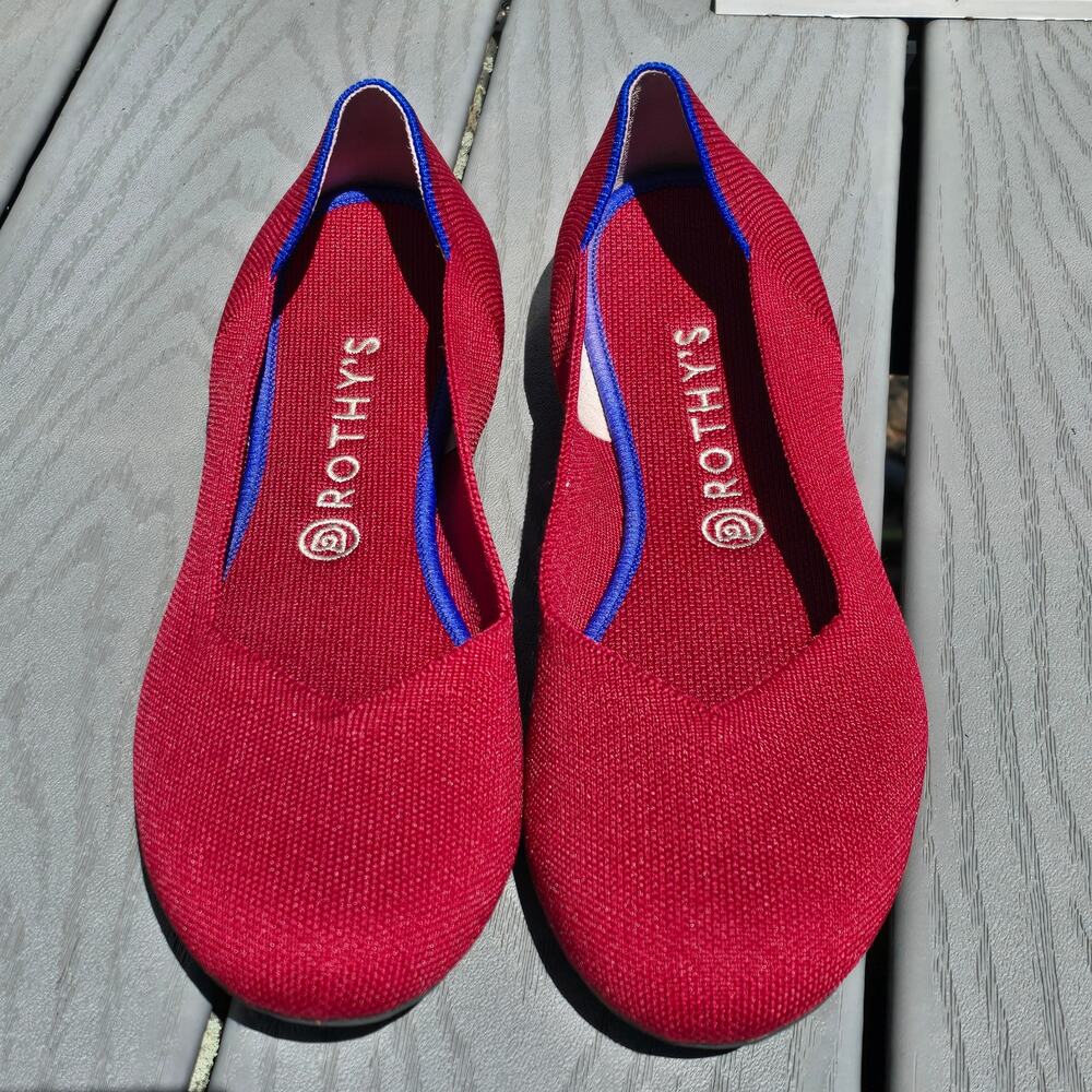 ROTHYS Scooter Red Flats Comfort Ballet Shoes Round Toe Women's Size 8.5